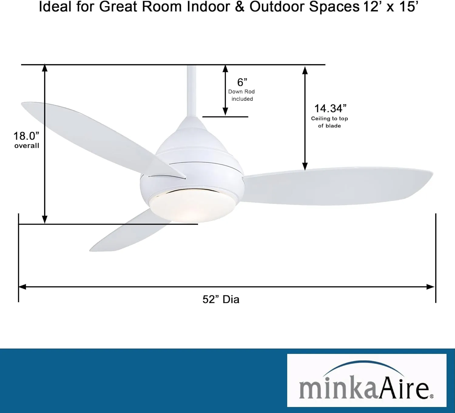 MINKA-AIRE F476L-WH Concept I Wet 52 Inch Outdoor Ceiling Fan with Integrated 14W LED Light in White Finish