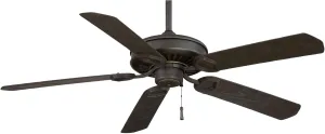 Minka-Aire F589-BI/AI Sundowner 54 Inch Outdoor Pull Chain Ceiling Fan in Black Iron with Aged Iron Accents Finish