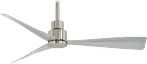 MINKA-AIRE F786-BNW Simple 44 Inch Outdoor 3 Blade Ceiling Fan with DC Motor in Brushed Nickel Wet Finish