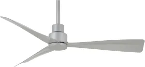 MINKA-AIRE F786-SL Simple 44 Inch Outdoor 3 Blade Ceiling Fan with DC Motor in Silver Finish