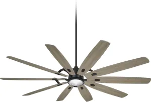 Minka Aire F865L-CL/SG Barn H2O 84" Outdoor Ceiling Fan with LED Lights and Remote Control, Coal