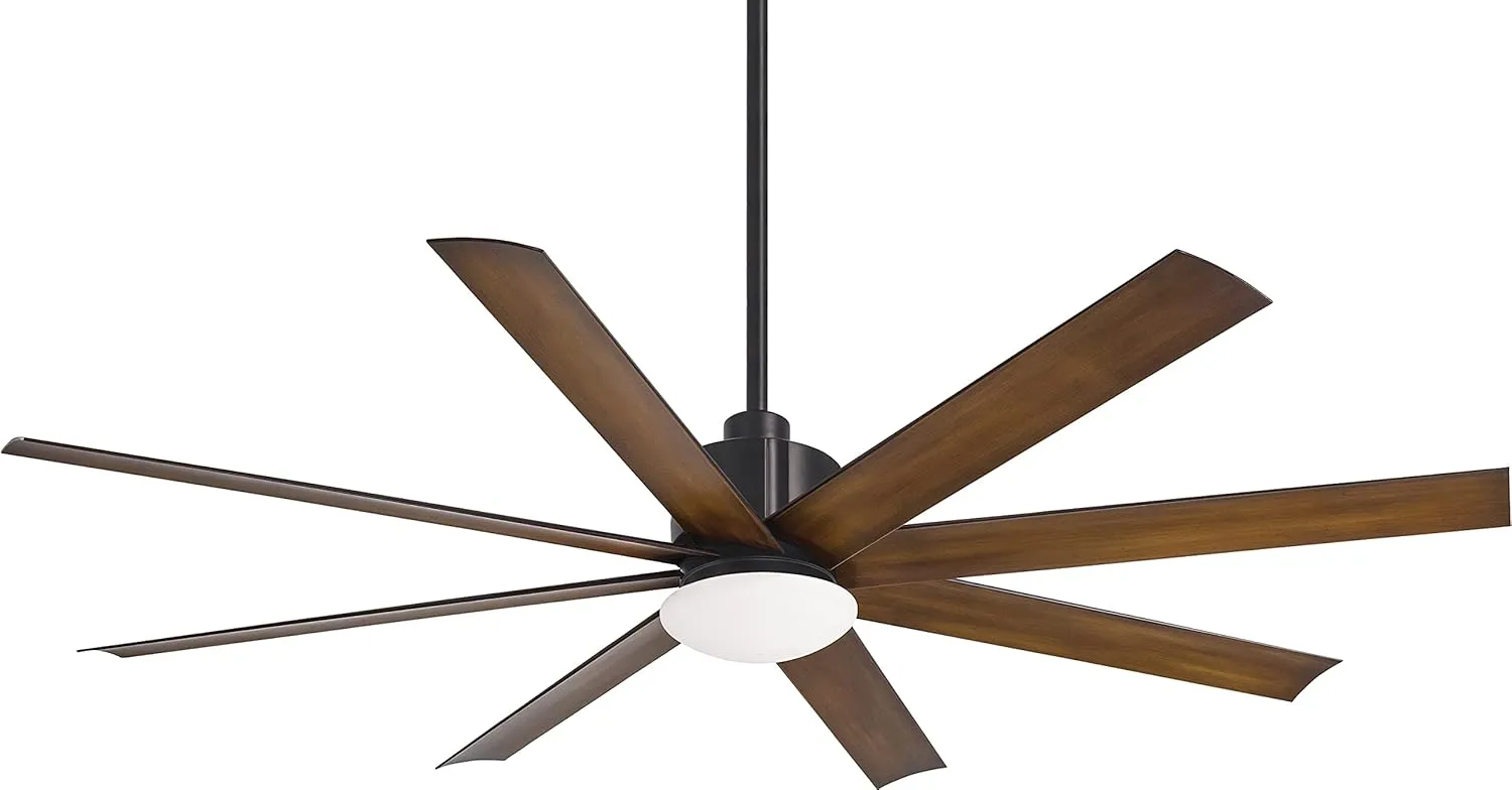 MINKA-AIRE F888L-CL/DK Slipstream 65" Outdoor Ceiling Fan with Dimmable LED Light and DC Motor in Coal/Distressed Koa Finish