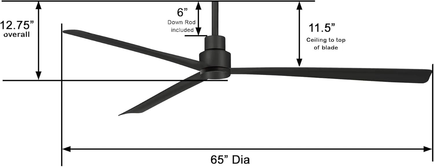 MINKA-AIRE Simple XL 65" Outdoor Ceiling Fan F789-CL - Coal