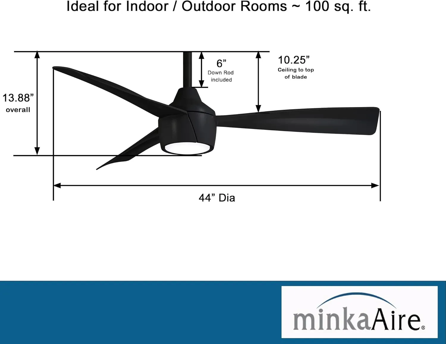 MINKA-AIRE Skinnie 44" Outdoor LED Ceiling Fan F625L-CL - Coal