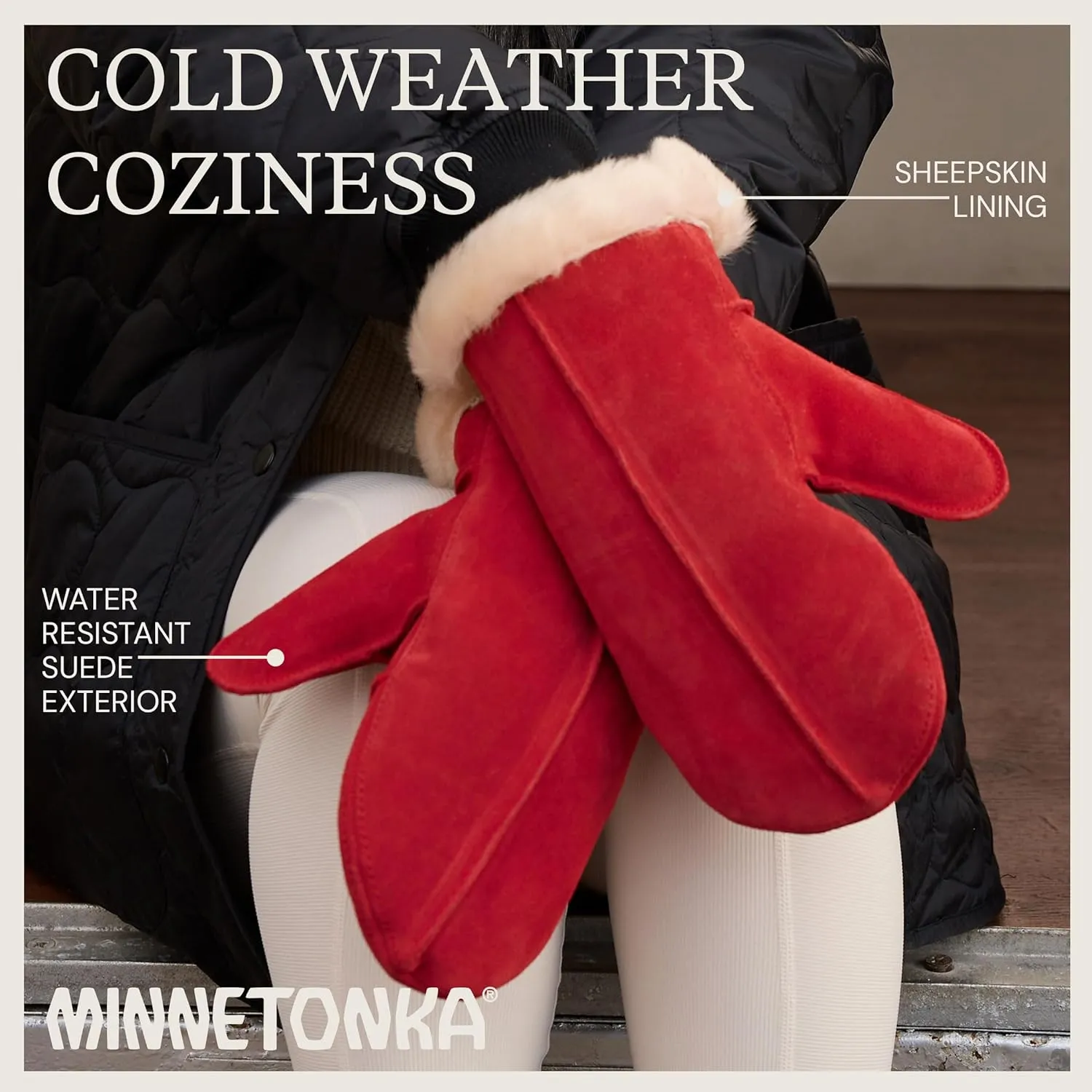 Minnetonka Sheepskin Mittens – Unisex Cold Weather Mittens with Insulated Sheepskin Lining and Water Resistant Suede