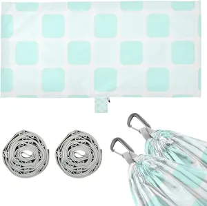 Mint Green Plaid Outdoor Hammock with Tree Straps Rope Hammock for Camping Travel Accessories