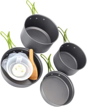 Mipcase Outdoor Cooking Accessory Kit 2-3 Person Camping Cookware Non-Stick Pot Skillet Set