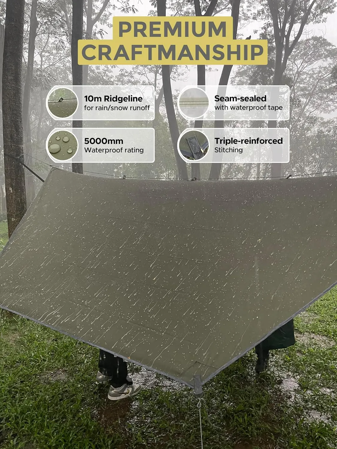 Miztli Camping Hammock -Portable Hammock w/Spacious Net & Tree Straps w/Adjutable Loops,Double and Single Hammock for Outdoor, Hiking, and Travel