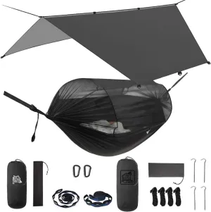 Miztli Camping Hammock -Portable Hammock w/Spacious Net & Tree Straps w/Adjutable Loops,Double and Single Hammock for Outdoor, Hiking, and Travel