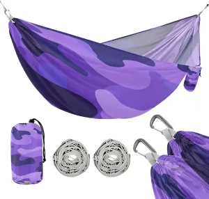 Modern Purple Camouflage Decor 330lb Capacity Outdoor Hammocks with Portabl Carry Bag Swing Hammock for Outside Camping Essentials hamaca con Base para adultos