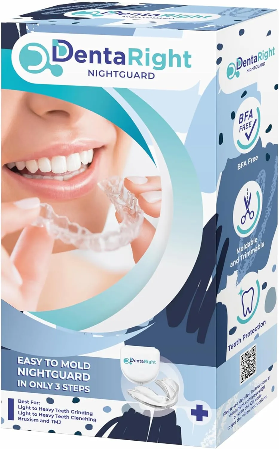 Moldable Mouthguard for Bruxism & Teeth Grinding – 6 Custom Fit Night Guards in 3 Sizes for Adults, Teens & Kids Made of Premium Dental-Grade Material