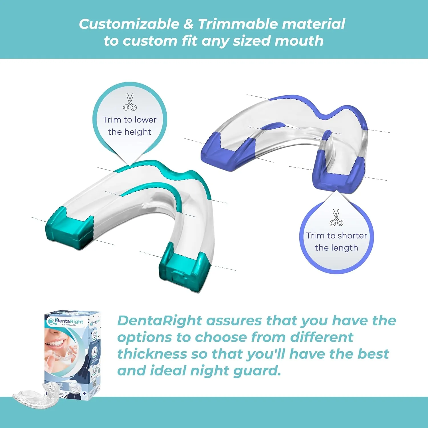 Moldable Mouthguard for Bruxism & Teeth Grinding – 6 Custom Fit Night Guards in 3 Sizes for Adults, Teens & Kids Made of Premium Dental-Grade Material