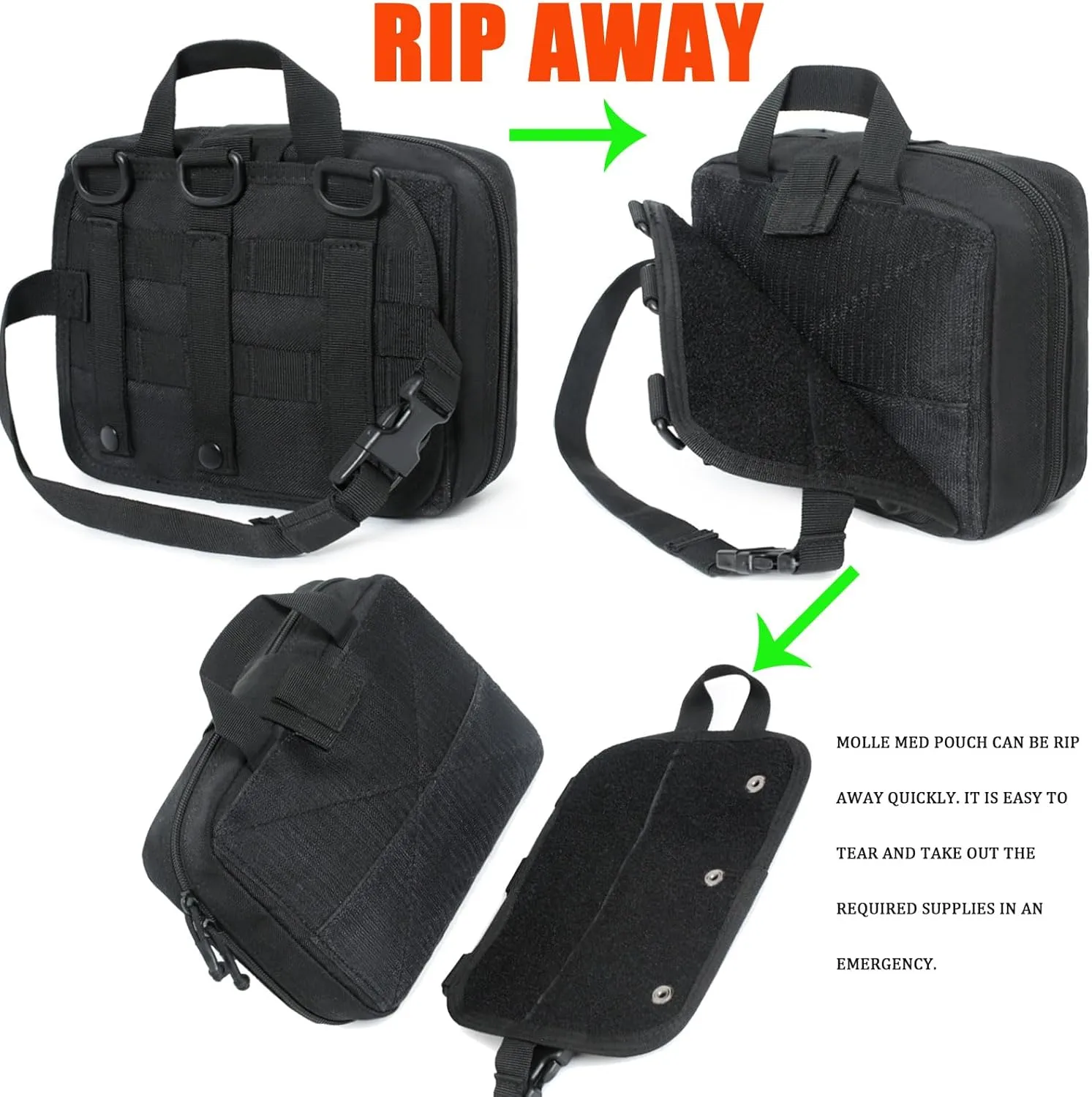 Molle Ifak Pouch Rip Away, Tactical Molle Rip Away EMT First Aid Ifak Pouch Medical Empty Utility Pouches Bag for Duty Belt Backpack Car Vest