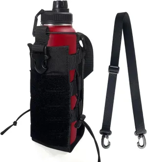 Molle Water Bottle Holder for Bottles 40 Oz - Water Bottle Carrier with Adjustable Tactical Pouch for Backpack Strap, Bag, Belt Clip/Loop - Collapsible Water Bottle Holster