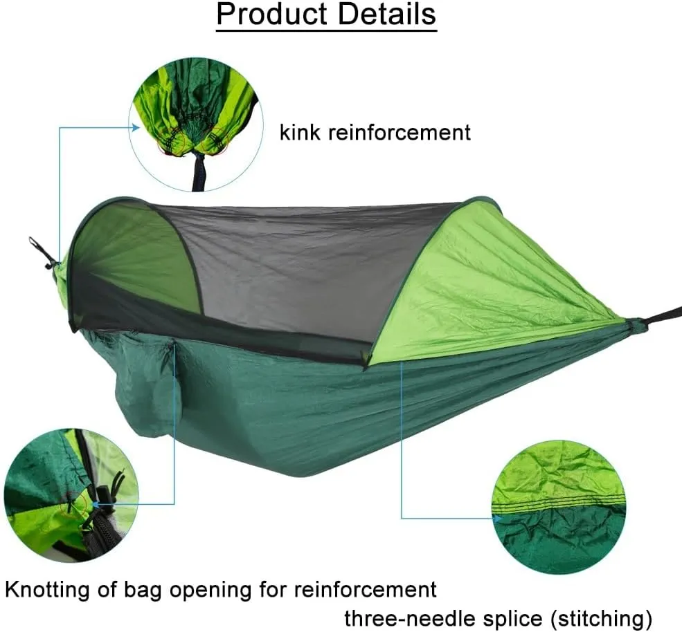 Mosquito Tent,wild Camping,with Mosquito Net, 210T Nylon Parachute Material, Green, Yellow, Suitable for Camping and Other Scenes(Green)