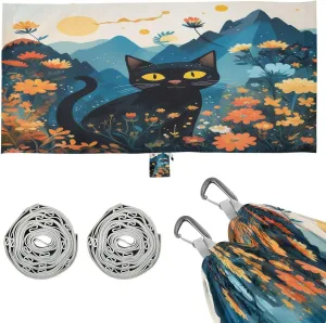Mountian Cute Cats Camping Hammock, Single Portable Hammocks with Tree Straps & Attached Carry Bag, 330Lbs Capacity Perfect for Outside Indoor Hiking Beach Backpack Travel