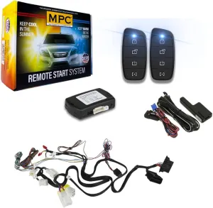 MPC Complete Kit - (2) 4-Button 2-Way Extended Range Remote Start Compatible with Nissan Altima 2007-2008 - Hybrid - Push-to-Start - Plug-in T-Harness - Firmware Preloaded - Antenna Kit