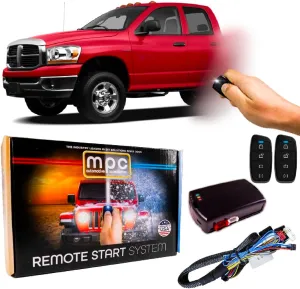 MPC Plug N Play Remote Starter Compatible with 2008 Dodge Ram 2500 |Gas| |Key to Start| with T-Harness - (2) Extended Range 4-Button 2-Way Remotes - Up to 1,500 ft