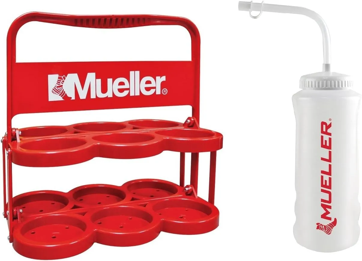 Mueller Collapsible Plastic Bottle Carrier Bundle with 6 Quart Bottles