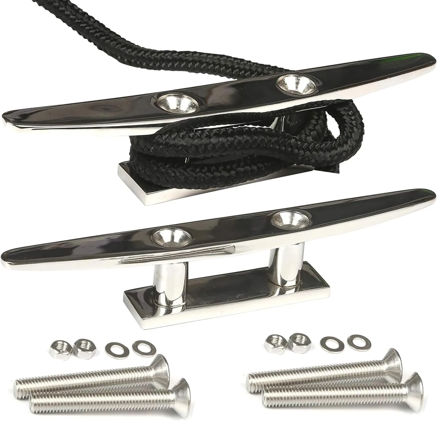 MX Boat Cleats 4 inch/5 inch/6 inch/8 inch 316 Stainless Steel Boat Rope Cleats Marine Dock Cleats with Fasteners for Boat Docks,Decks,Kayaks
