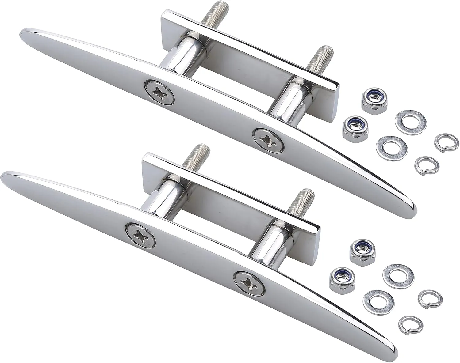 MX Boat Cleats 4 inch/5 inch/6 inch/8 inch 316 Stainless Steel Boat Rope Cleats Marine Dock Cleats with Fasteners for Boat Docks,Decks,Kayaks