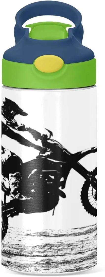 Nander Gray Wolf Insulated Kids Water Bottle 12oz,Double Wall Vacuum Stainless Steel Wide Mouth Sports Drinks Flask,Leak Proof BPA Free Travel Thermo Mug for Outdoor School