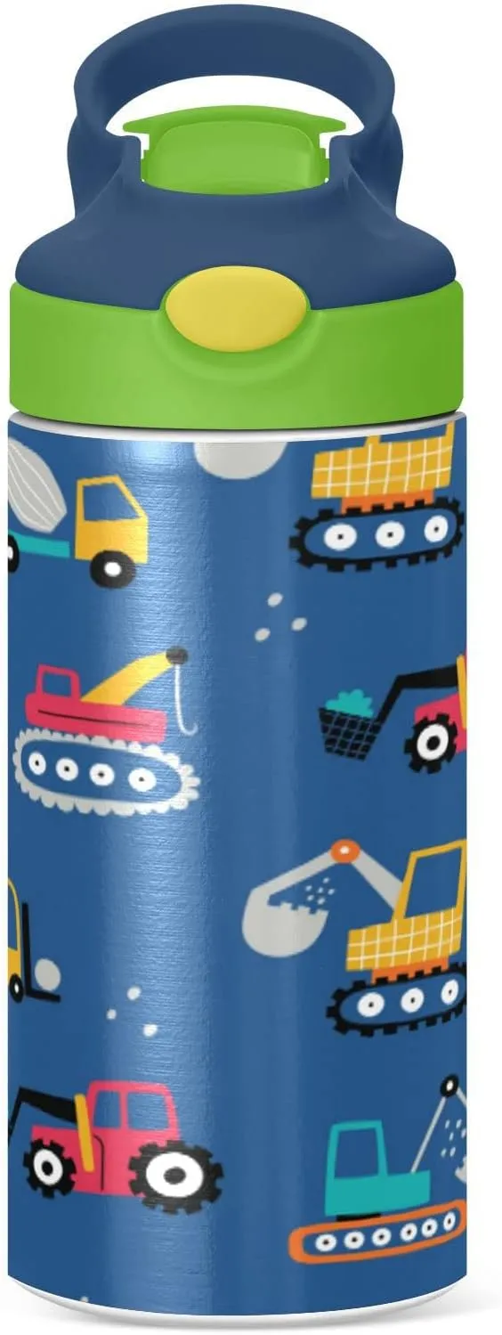 Nander Gray Wolf Insulated Kids Water Bottle 12oz,Double Wall Vacuum Stainless Steel Wide Mouth Sports Drinks Flask,Leak Proof BPA Free Travel Thermo Mug for Outdoor School