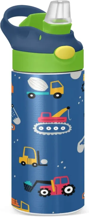 Nander Gray Wolf Insulated Kids Water Bottle 12oz,Double Wall Vacuum Stainless Steel Wide Mouth Sports Drinks Flask,Leak Proof BPA Free Travel Thermo Mug for Outdoor School