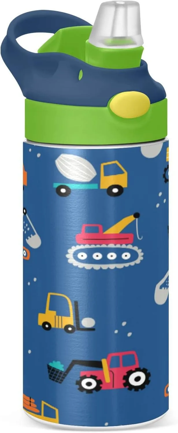 Nander Gray Wolf Insulated Kids Water Bottle 12oz,Double Wall Vacuum Stainless Steel Wide Mouth Sports Drinks Flask,Leak Proof BPA Free Travel Thermo Mug for Outdoor School