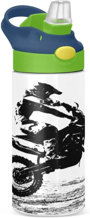 Nander Gray Wolf Insulated Kids Water Bottle 12oz,Double Wall Vacuum Stainless Steel Wide Mouth Sports Drinks Flask,Leak Proof BPA Free Travel Thermo Mug for Outdoor School