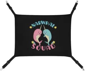 Narwhal Squad Hanging Cat Bed Soft Breathable Pet Hammock for Cage Pet Sleeper for Kitten Ferret Puppy Rabbit