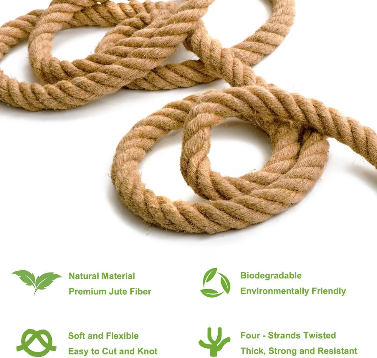 Natural Hemp Rope - 1 Inch × 200 Feet - Heavy Duty Jute Twisted Manila Thick Rope for Crafts, Hammock, Nautical, Decorating