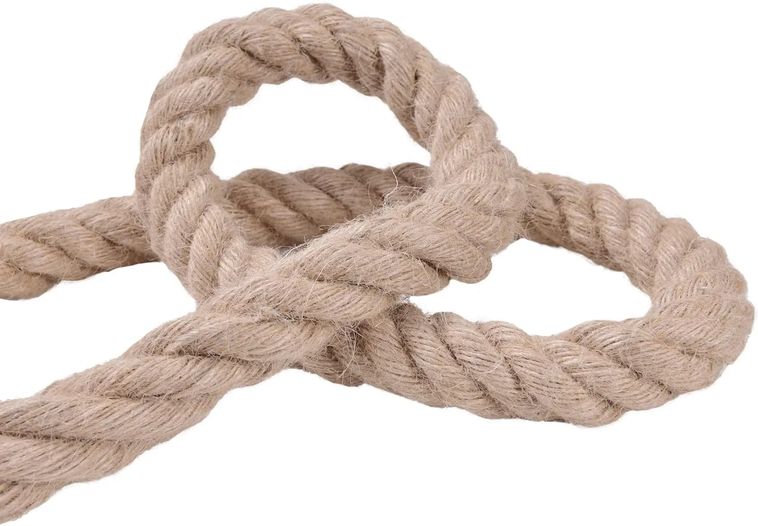 Natural Jute Rope 1-1/2 in x 100 Ft - Heavy Duty Thick Hemp Rope, Twisted Hemp Ropes for Crafts, Porch Swings, Tug of War, Nautical Decor, Landscaping & Home DIY Projects