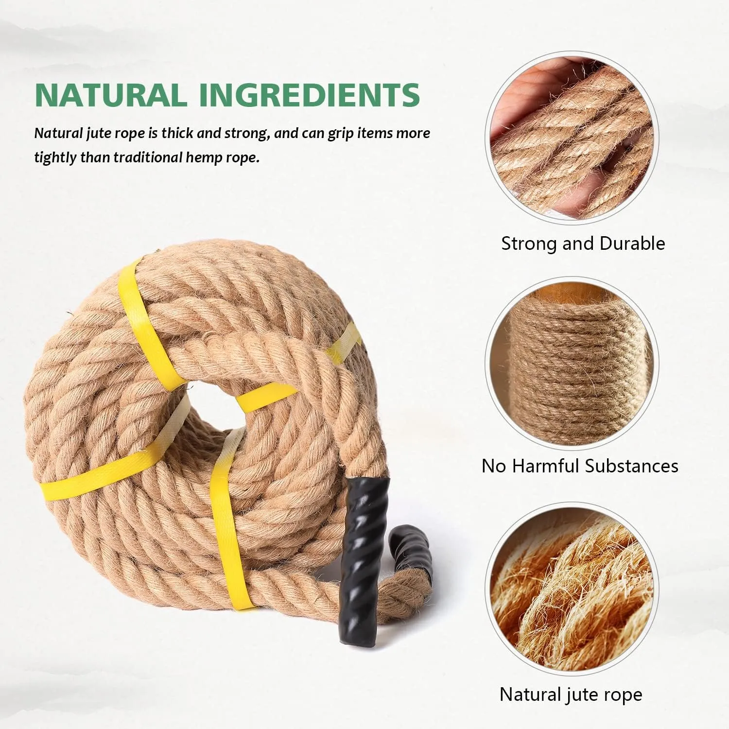 Natural Jute Rope - 1 in 50 ft Heavy Duty Twisted Rope for Indoor Outdoor Crafts, Nautical, Tug of War, Railing, Hammock, Swing, Gardening, Climbing