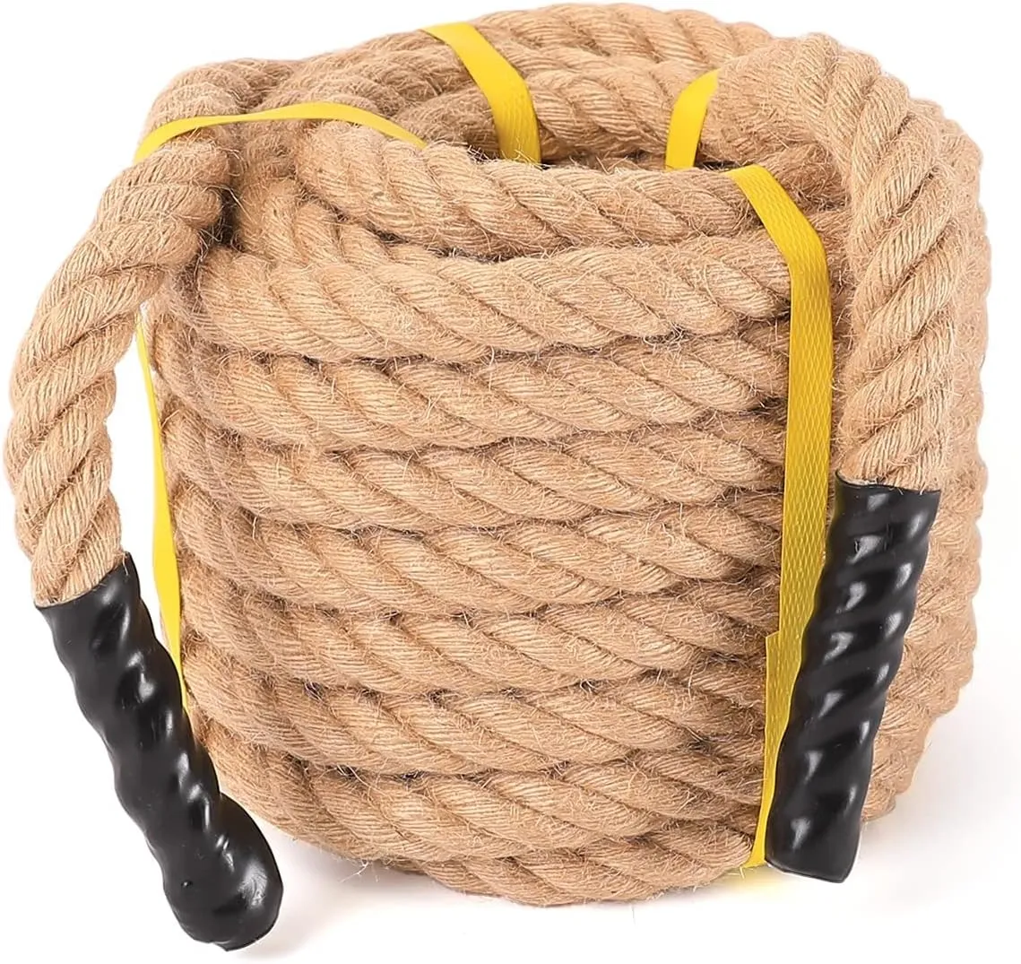 Natural Jute Rope - 1 in 50 ft Heavy Duty Twisted Rope for Indoor Outdoor Crafts, Nautical, Tug of War, Railing, Hammock, Swing, Gardening, Climbing