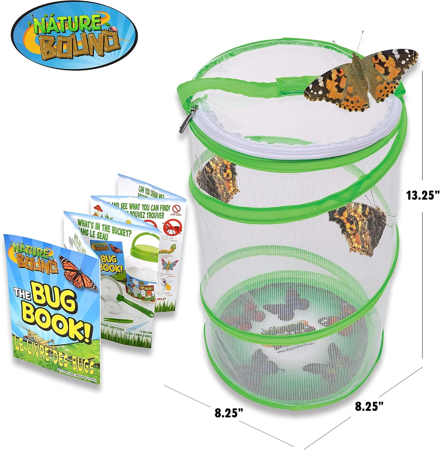 Nature Bound Butterfly Growing Kit - Live Caterpillar to Butterfly Project for Kids - Includes Voucher for Caterpillars, Green Pop-Up Enclosure, and STEM Learning Guide