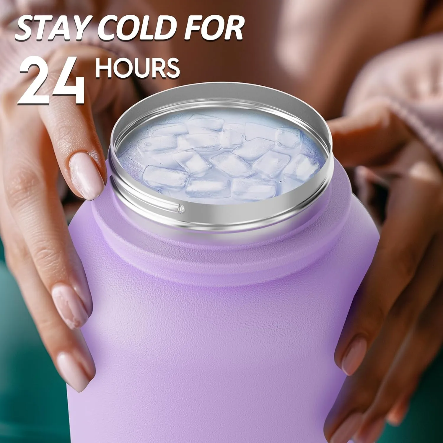 Navigate 32 oz Stainless Steel Insulated Water Bottle,Double Walled Leak Proof Keep Cold for 24 Hrs Hot for 12 Hrs,Wide Mouth Water Jug with Spout & Handle Lids,Purple