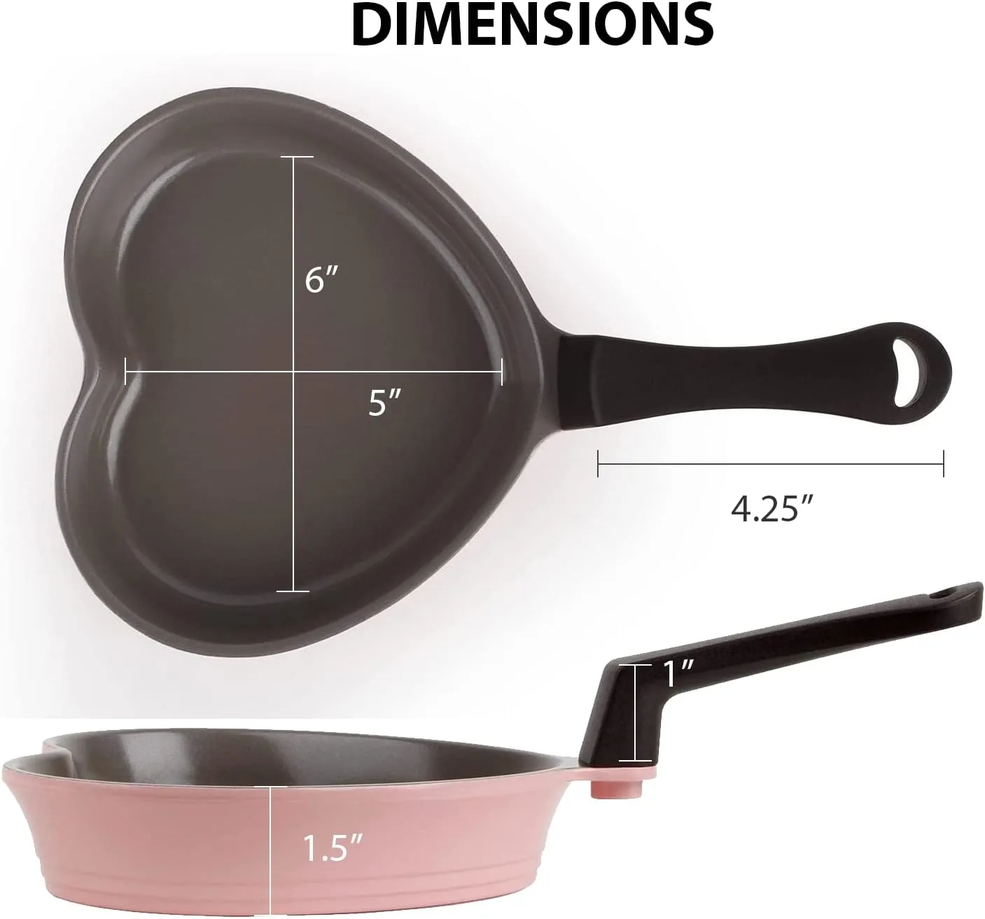 Neoflam 5.5'' Ceramic Nonstick Little Shaped, Frying Griddle Pan, Shaper Mini Pancake Waffle Maker with Heat Resistant Handle for Breakfast Scrambled Egg, Grilled Cheese, Pink Heart (51101)