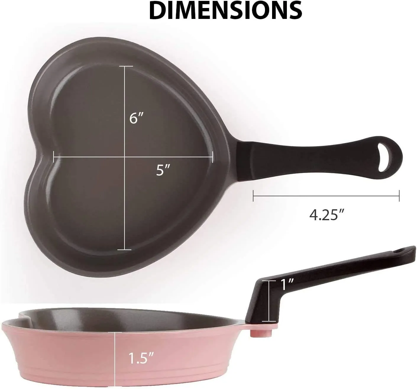 Neoflam 5.5'' Ceramic Nonstick Little Shaped, Frying Griddle Pan, Shaper Mini Pancake Waffle Maker with Heat Resistant Handle for Breakfast Scrambled Egg, Grilled Cheese, Pink Heart (51101)