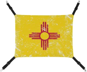 New Mexico State Flag2 Cat Hanging Hammock Soft Breathable Pet Cage Dog Hammock with Adjustable Straps and Metal Hooks