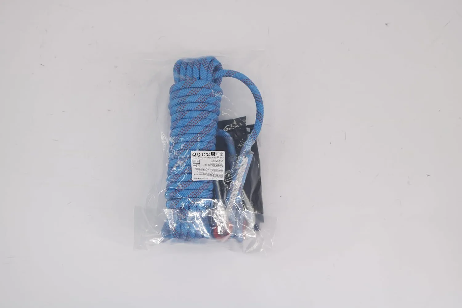 NewDoar 14KN Static Climbing Rope 8mm(5/16in) Accessory Cord Equipment 33FT(10M) 66FT(20M) 98FT(30M) 165FT(50M) Escape Rope with 2 Carabiners for Ice Climbing Equipment Fire Rescue Rope-Blue/30M