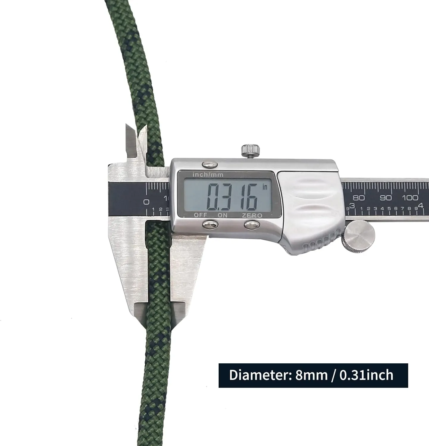 NewDoar CE & UIAA Certificated 14KN 8mm(5/16in) Static Climbing Rope High Strength Accessory Cord Double Braid Safety Rope for Outdoor Survival, Hiking, Mountaineering (ArmyGreen 8mm,98ft)