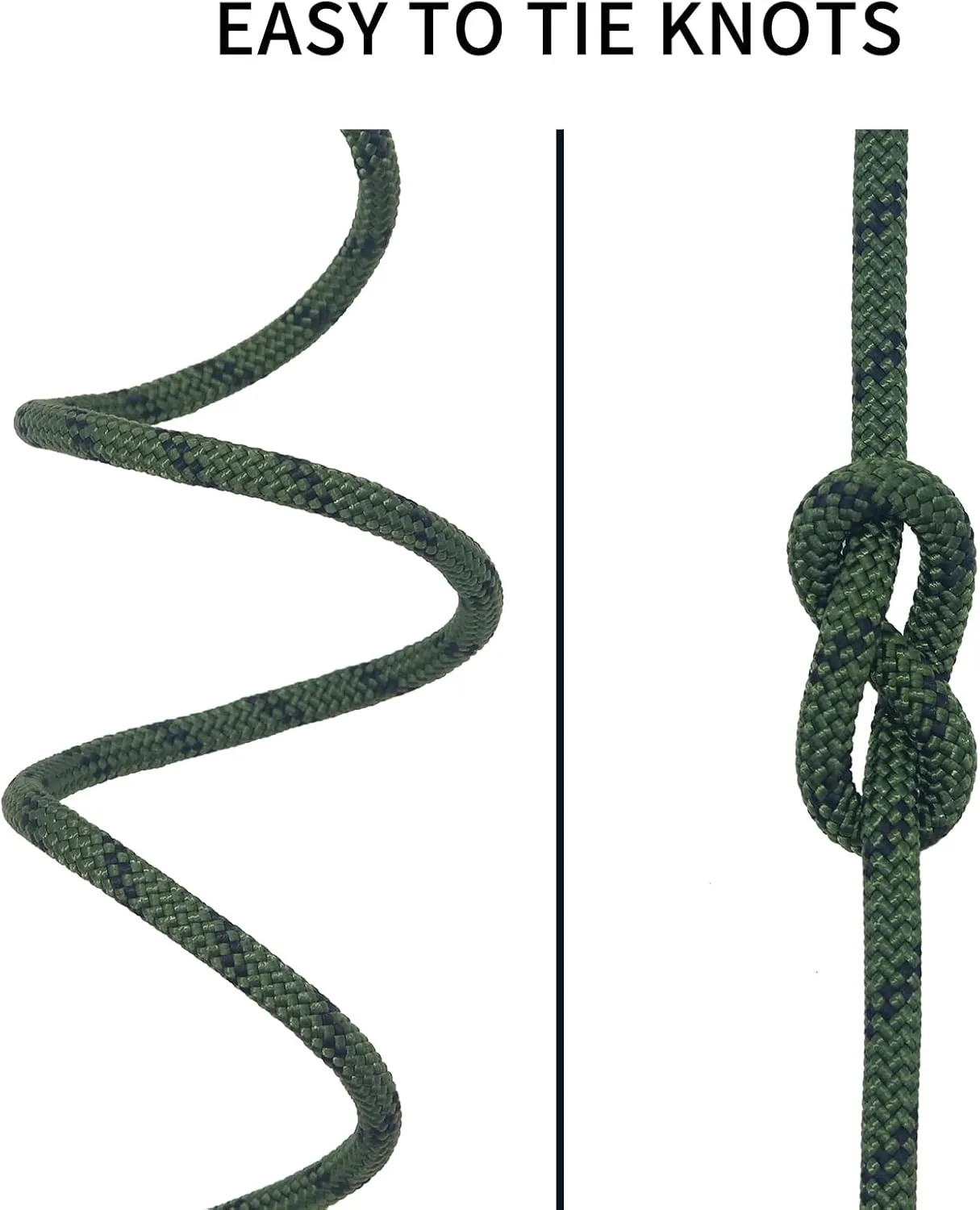 NewDoar CE & UIAA Certificated 14KN 8mm(5/16in) Static Climbing Rope High Strength Accessory Cord Double Braid Safety Rope for Outdoor Survival, Hiking, Mountaineering (ArmyGreen 8mm,98ft)