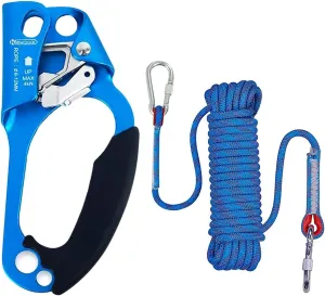 NewDoar CE Certified Right Hand Ascender 10mm Static Climbing Rope (Blue/33ft/10M) Climbing Equipment Fire Rescue Rope