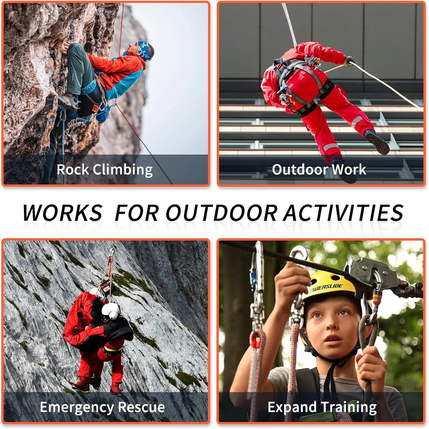 NewDoar Climbing Rope 8(5/16in),10mm (3/8in), High Strength Accessory Cord Rope with 2 Steel Hooks, for Outdoor Rescue Rappelling Rope Down Cliffs ledges Safety Escape Tow Strap Equipment(red)