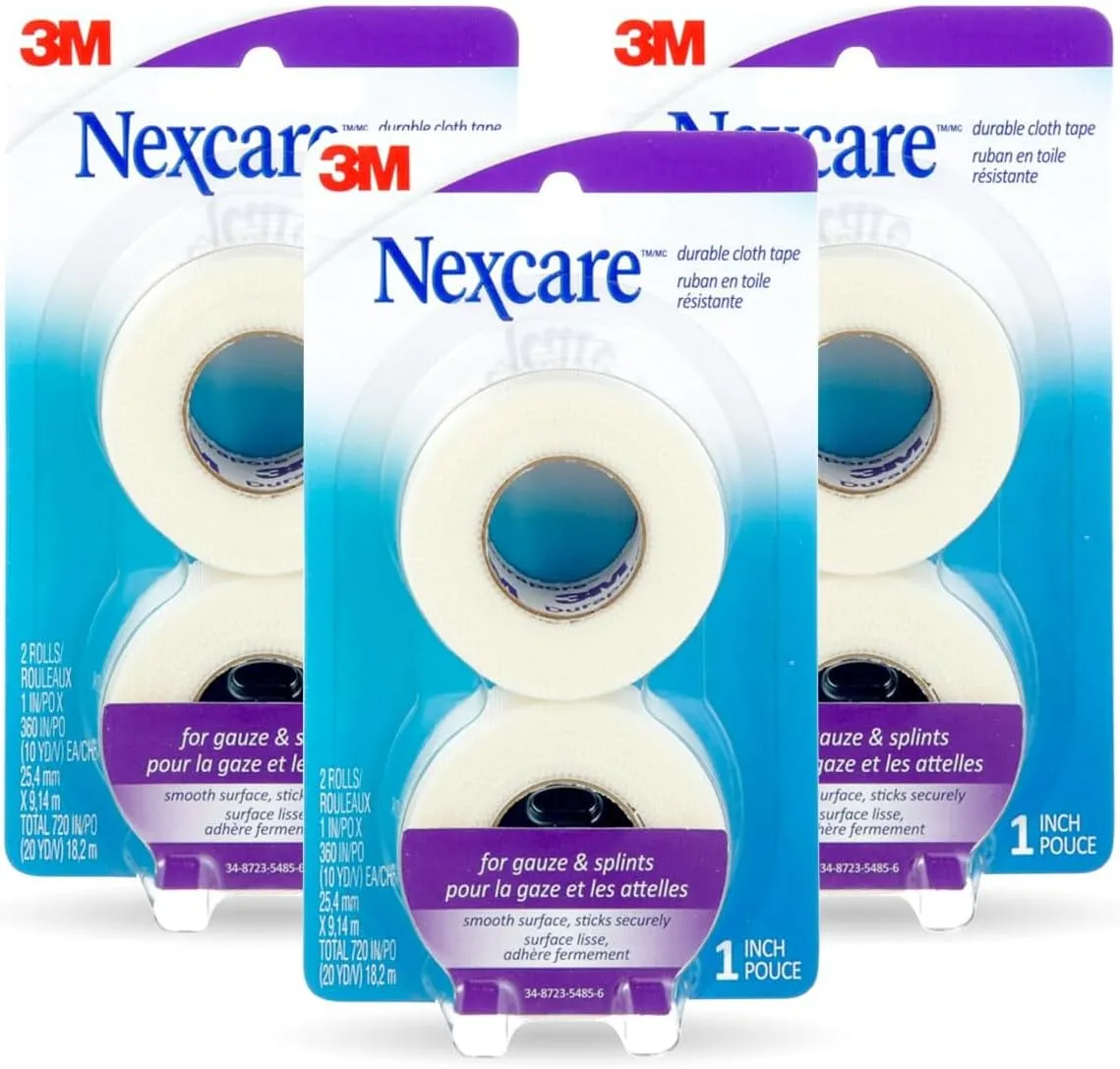 Nexcare Durapore Durable Cloth Tape, 1 Inch x 10 Yards, 6 Rolls – Strong Adhesive First Aid Surgical Tape, Hypoallergenic & Latex-Free, Hospital-Grade Durable Medical Tape for Bandages and Wound Care
