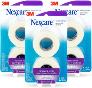 Nexcare Durapore Durable Cloth Tape, 1 Inch x 10 Yards, 6 Rolls – Strong Adhesive First Aid Surgical Tape, Hypoallergenic & Latex-Free, Hospital-Grade Durable Medical Tape for Bandages and Wound Care