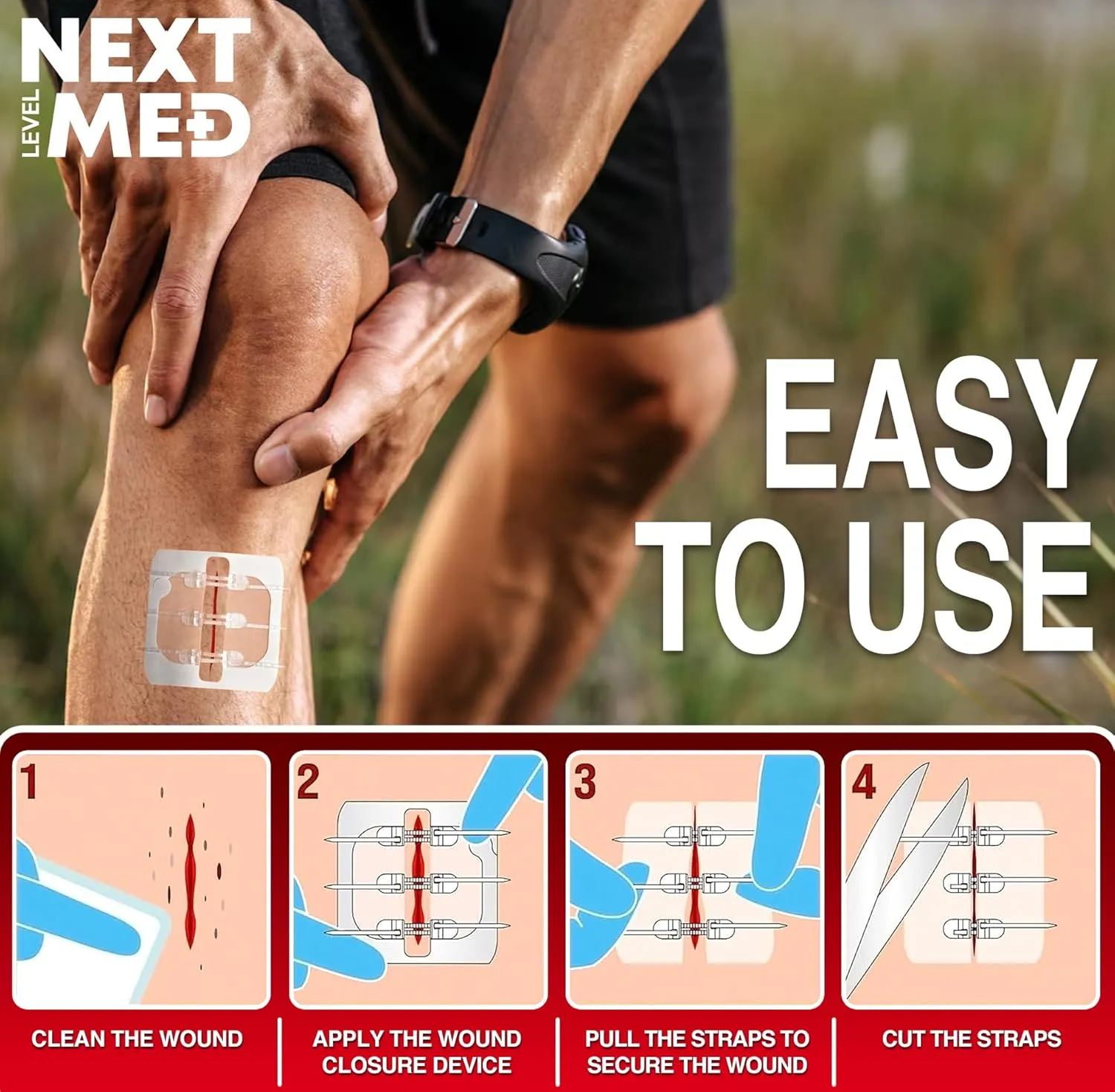 NEXT LEVEL MED Zip-Stitch Wounds & Cuts Closure Kit - Comprehensive First-Aid Set with 3 Steri Stitch & 4 Zip Stitch Variations, Complete Wound Care Without Stitches