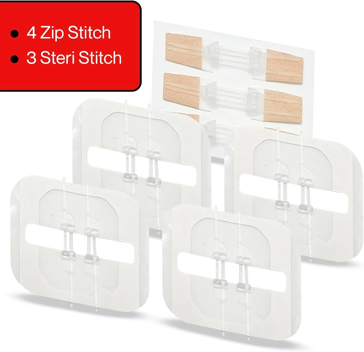 NEXT LEVEL MED Zip-Stitch Wounds & Cuts Closure Kit - Comprehensive First-Aid Set with 3 Steri Stitch & 4 Zip Stitch Variations, Complete Wound Care Without Stitches