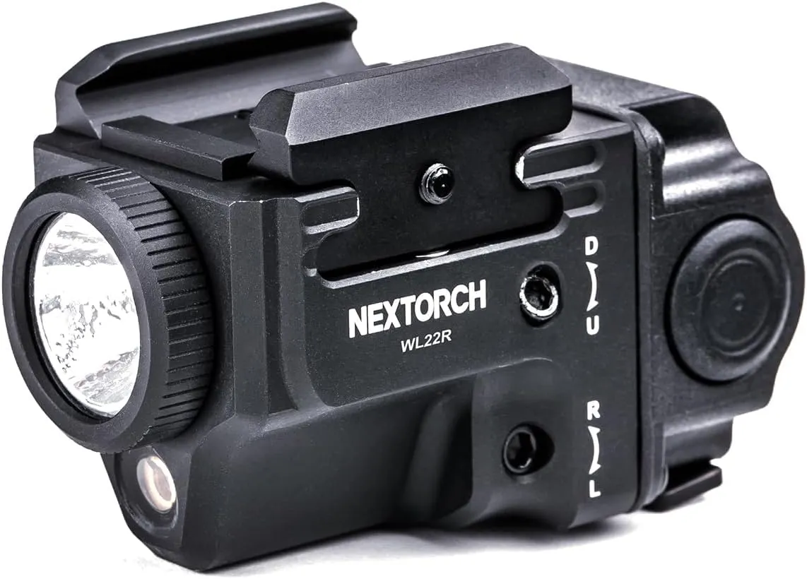 NEXTORCH WL22R Pistol Light with Red Beam, 650 Lumen Rechargeable Tactical Weapon Light with Dual Side Switches & New Rail System for Compact and Full Size Pistol Accessories